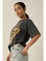 Heatwave Butterfly Distressed Vintage - Wash Oversize Graphic Tee - Westly