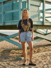 Heatwave Butterfly Distressed Vintage - Wash Oversize Graphic Tee - Westly