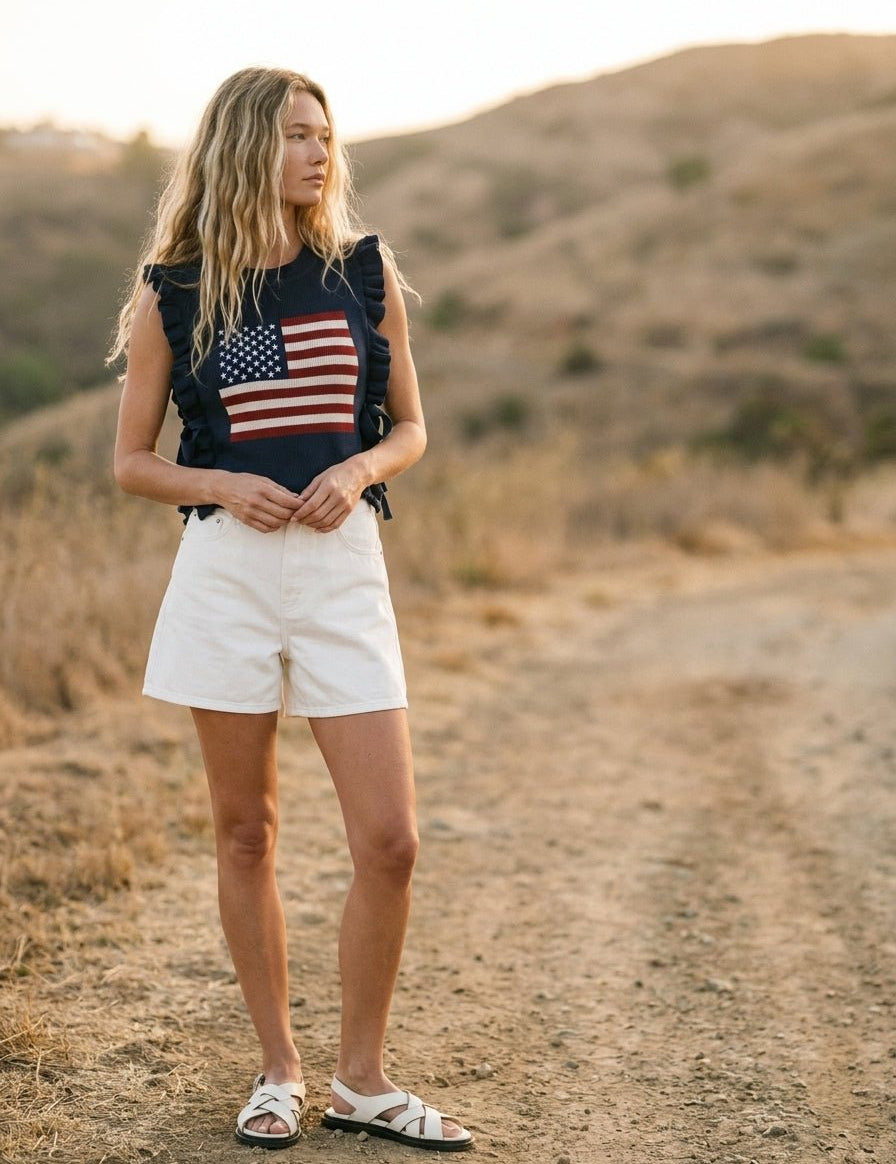 Heatwave Ruffle - Trim Side - Tie Americana Sweater Vest - Westly