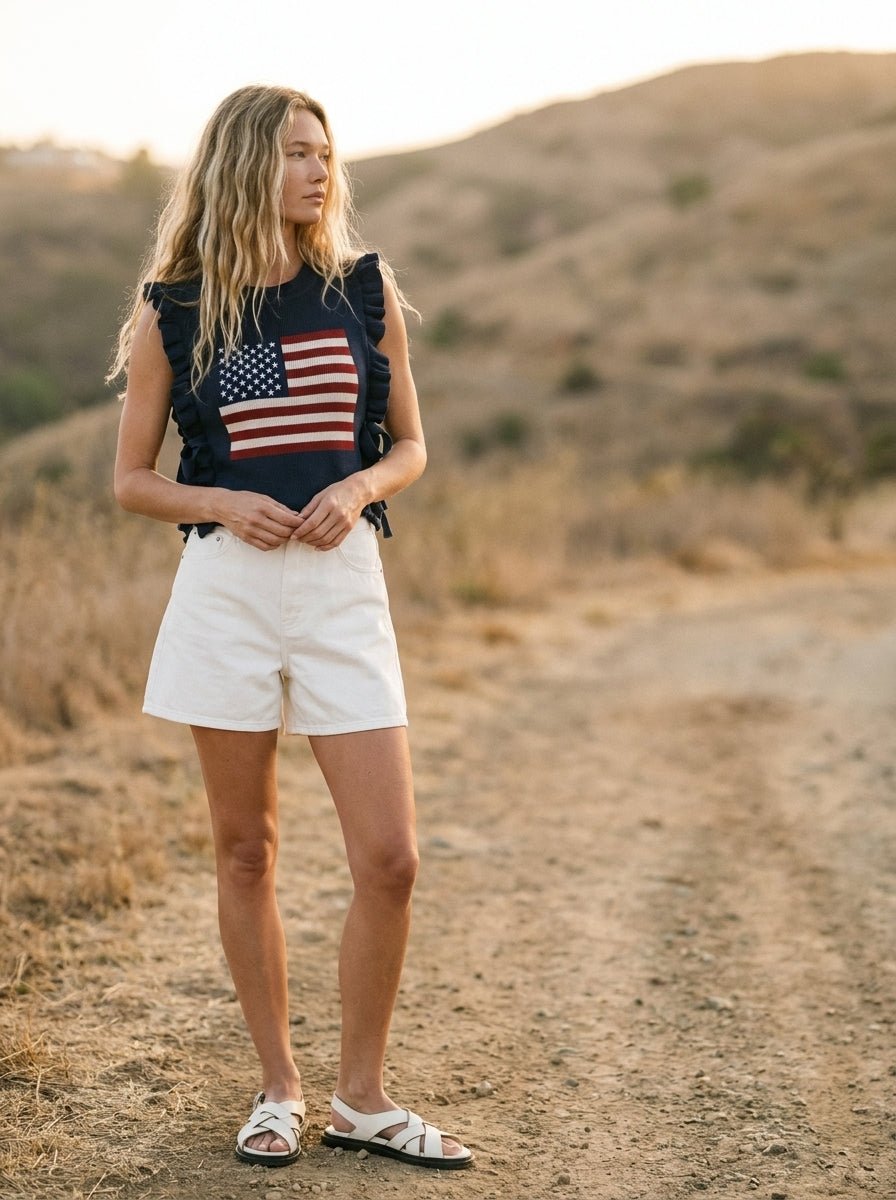 Heatwave Ruffle - Trim Side - Tie Americana Sweater Vest - Westly
