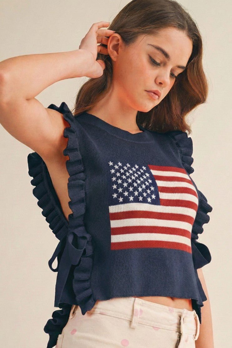 Heatwave Ruffle - Trim Side - Tie Americana Sweater Vest - Westly