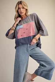 Hensley American Flag Patch Washed Top - Westly