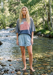 Hensley American Flag Patch Washed Top - Westly