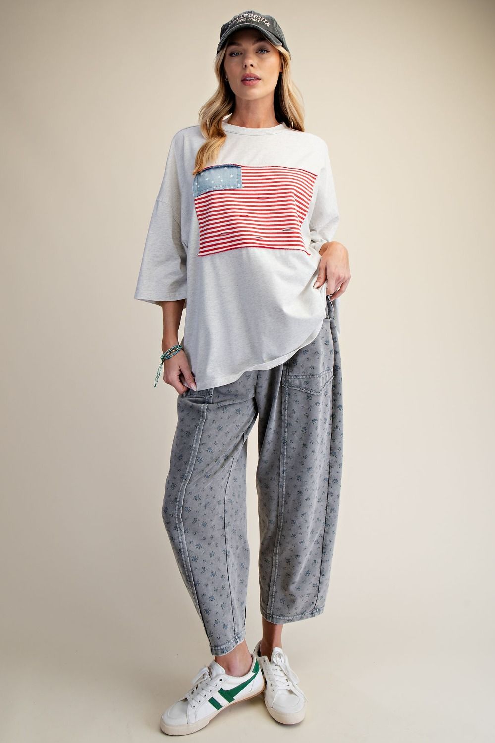 Hensley American Flag Patch Washed Top - Westly