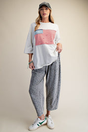 Hensley American Flag Patch Washed Top - Westly