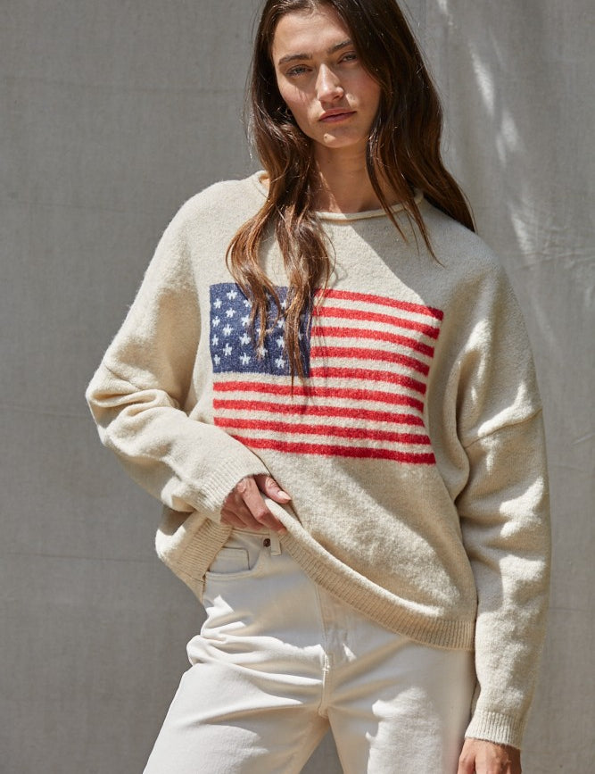 Heritage Flag Crewneck Sweater in Natural - product photo 1
