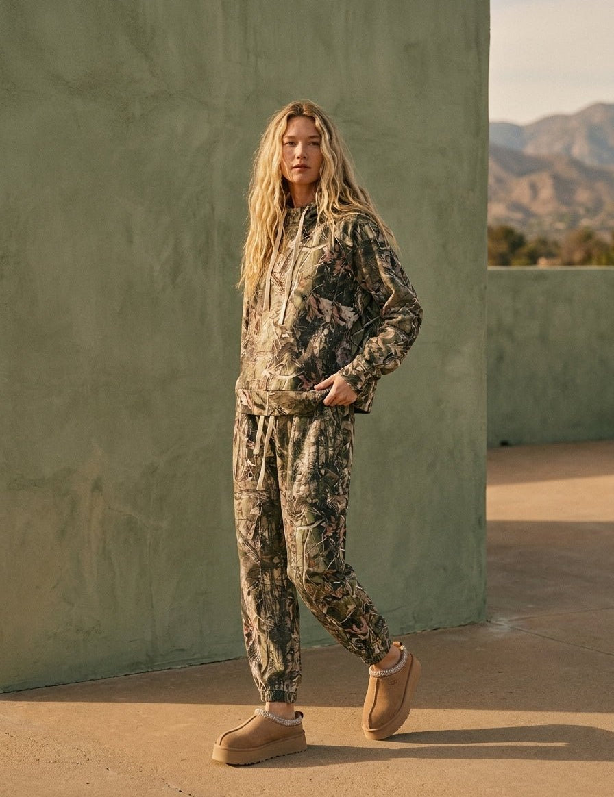 Hideaway Camo Print French Terry Pants - Westly
