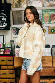 Hideaway Half-Zip Mock-Neck Camo Sweater - Westly