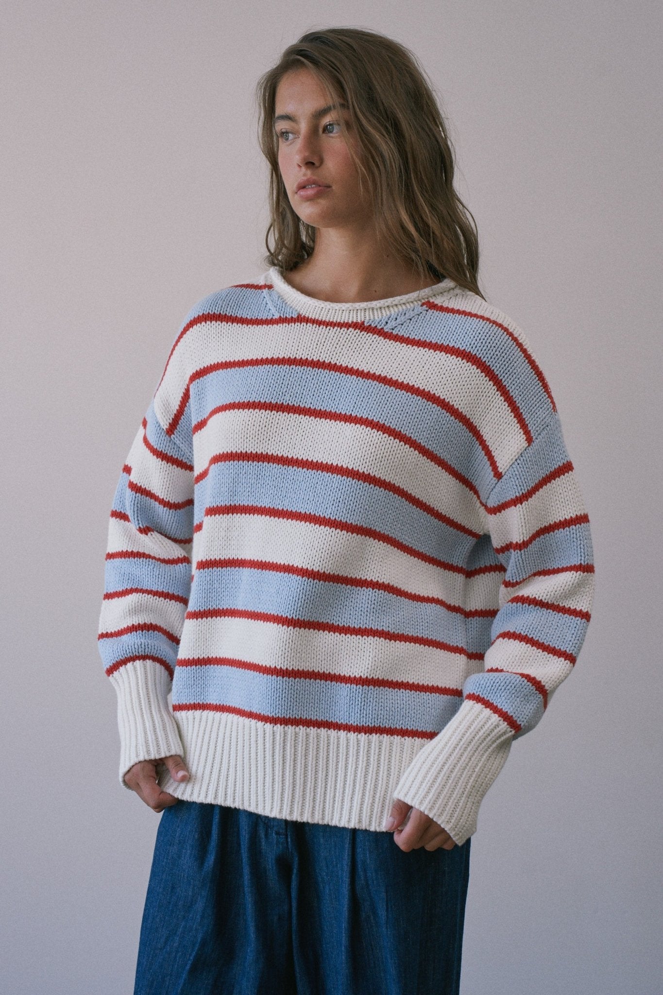 High Contrast Striped Roll Neck Sweater - Westly