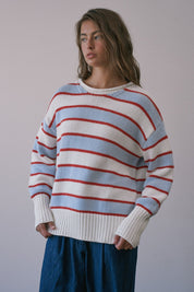 High Contrast Striped Roll Neck Sweater - Westly