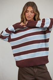 High Contrast Striped Roll Neck Sweater - Westly