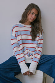 High Contrast Striped Roll Neck Sweater - Westly