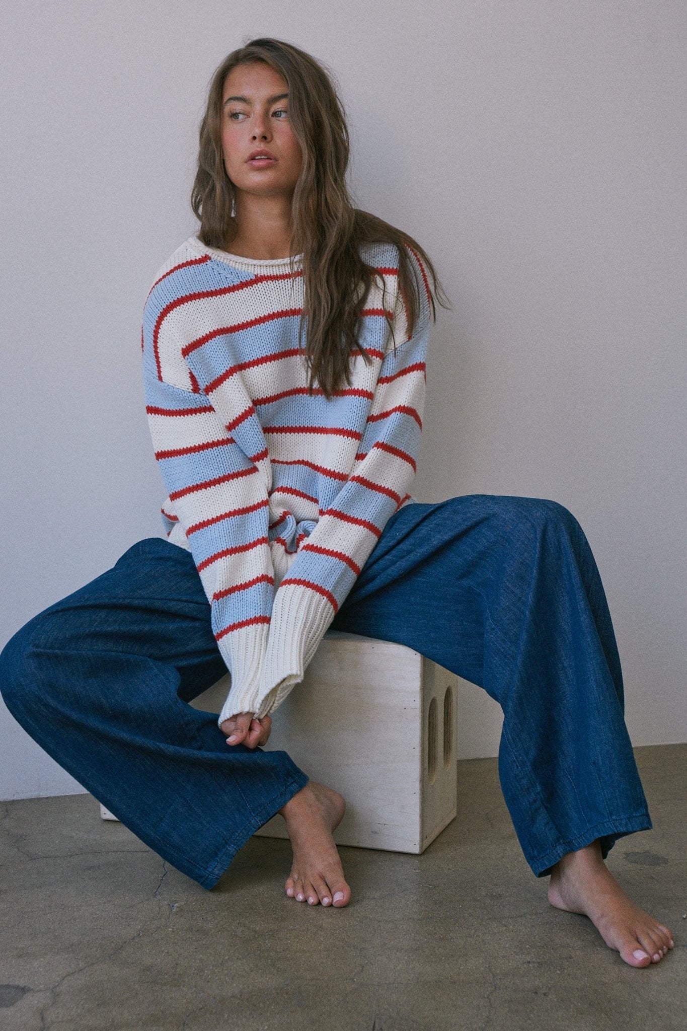 High Contrast Striped Roll Neck Sweater - Westly