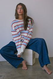 High Contrast Striped Roll Neck Sweater - Westly