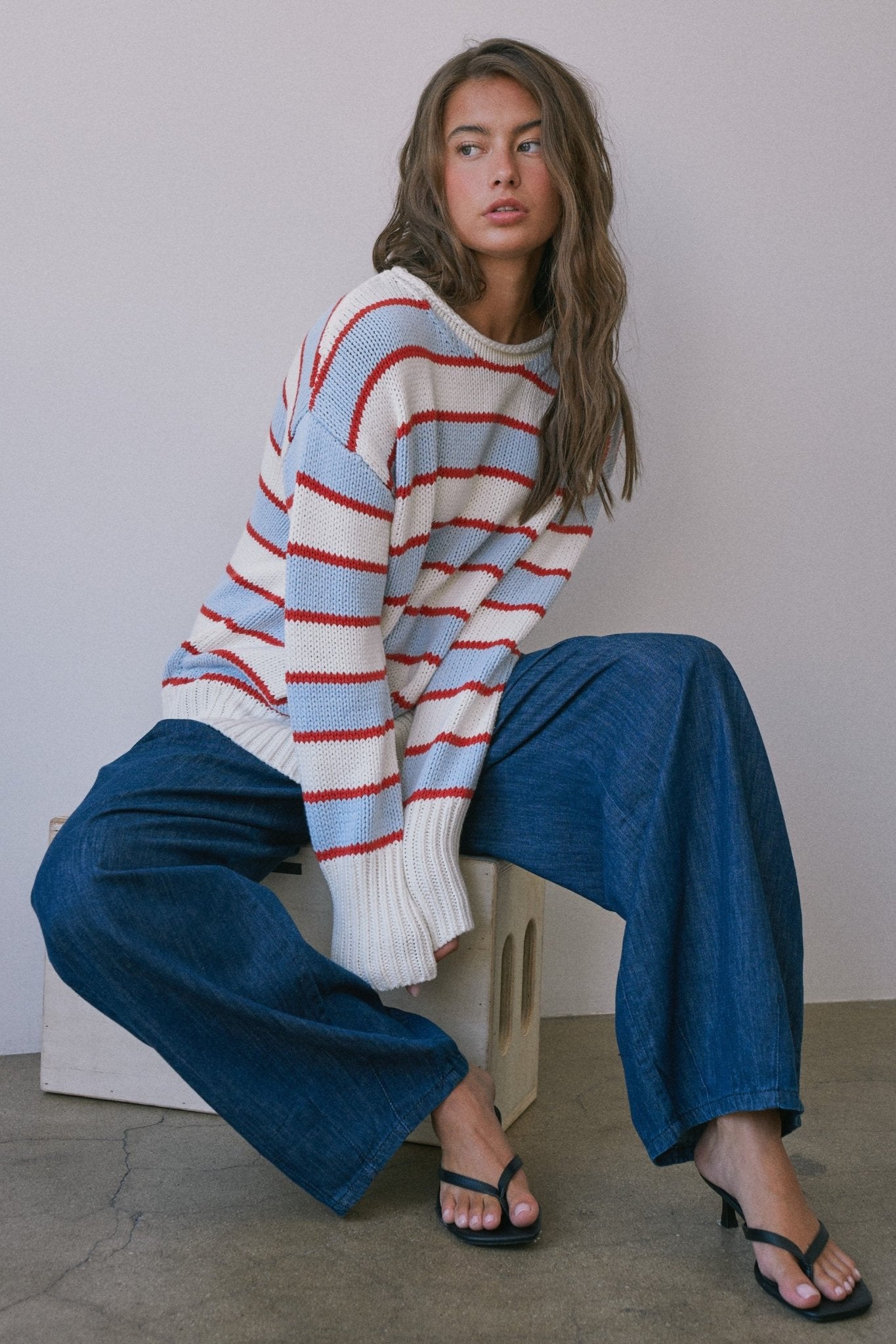 High Contrast Striped Roll Neck Sweater - Westly