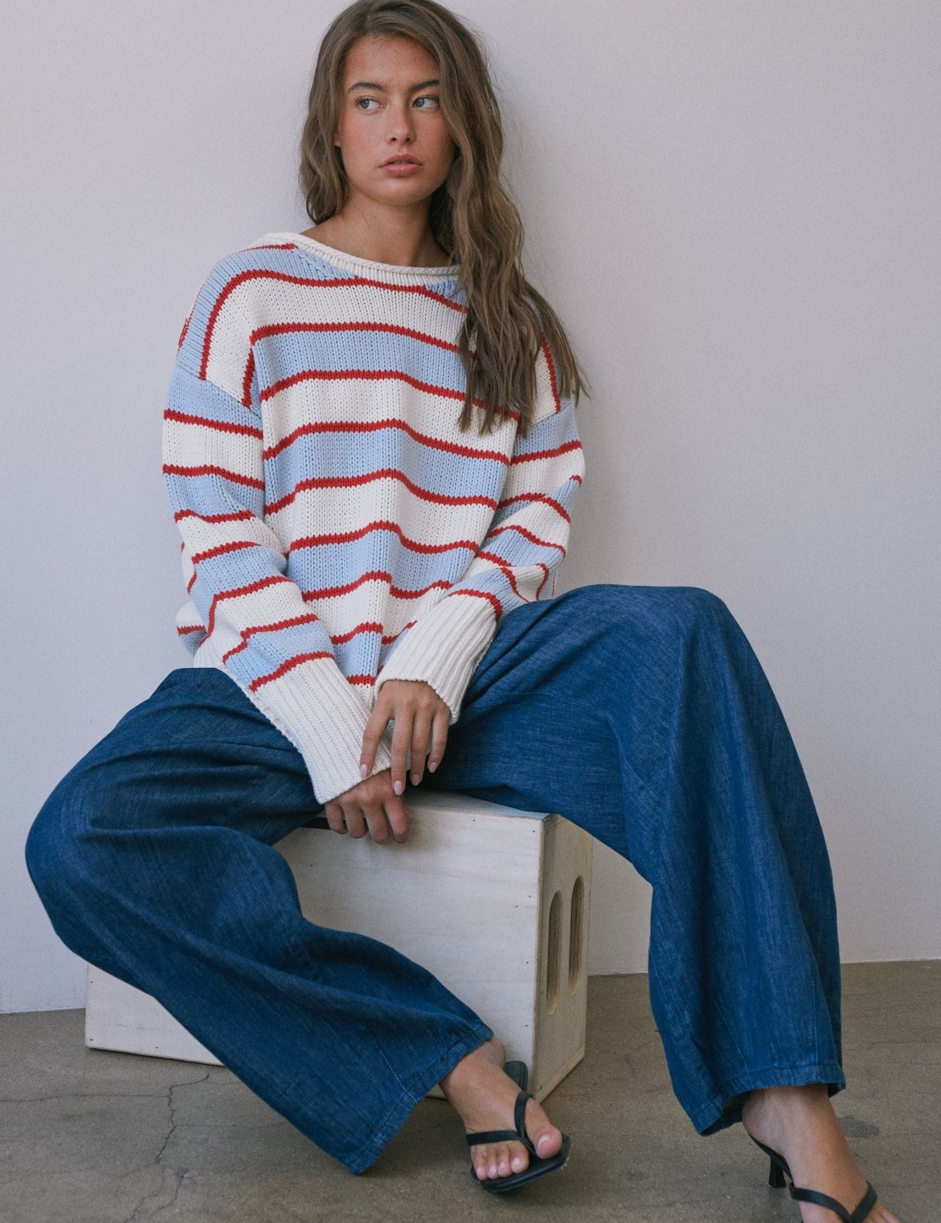 High Contrast Striped Roll Neck Sweater - Westly