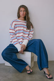 High Contrast Striped Roll Neck Sweater - Westly