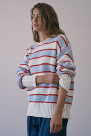 High Contrast Striped Roll Neck Sweater - Westly