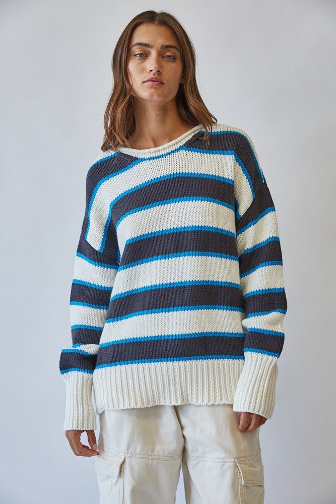 High Contrast Striped Roll Neck Sweater - Westly