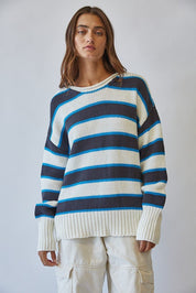 High Contrast Striped Roll Neck Sweater - Westly