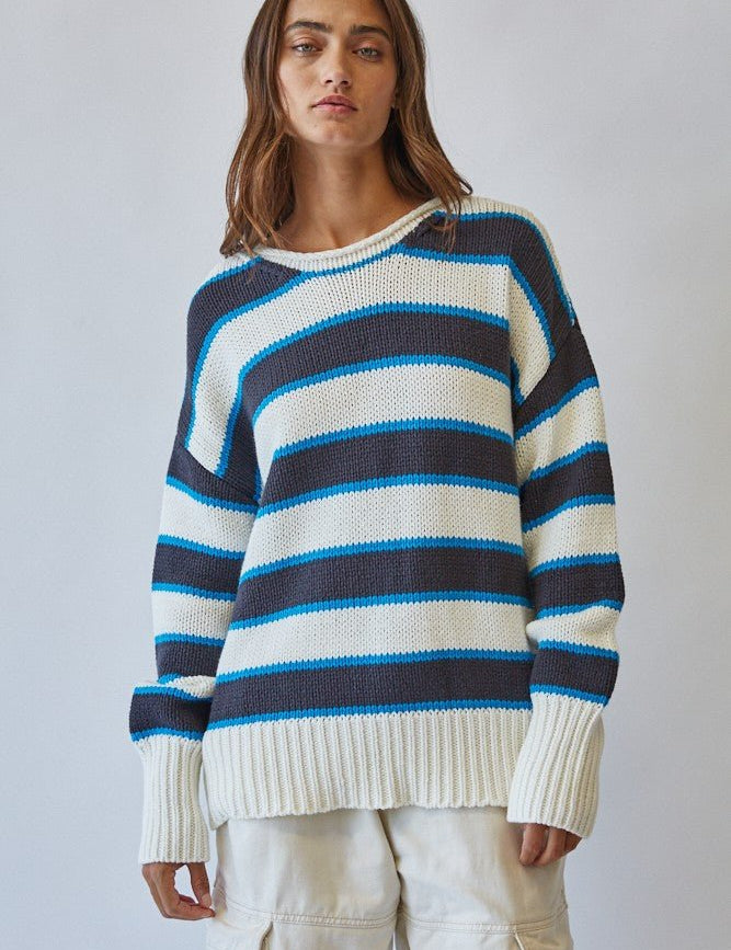High Contrast Striped Roll Neck Sweater - Westly