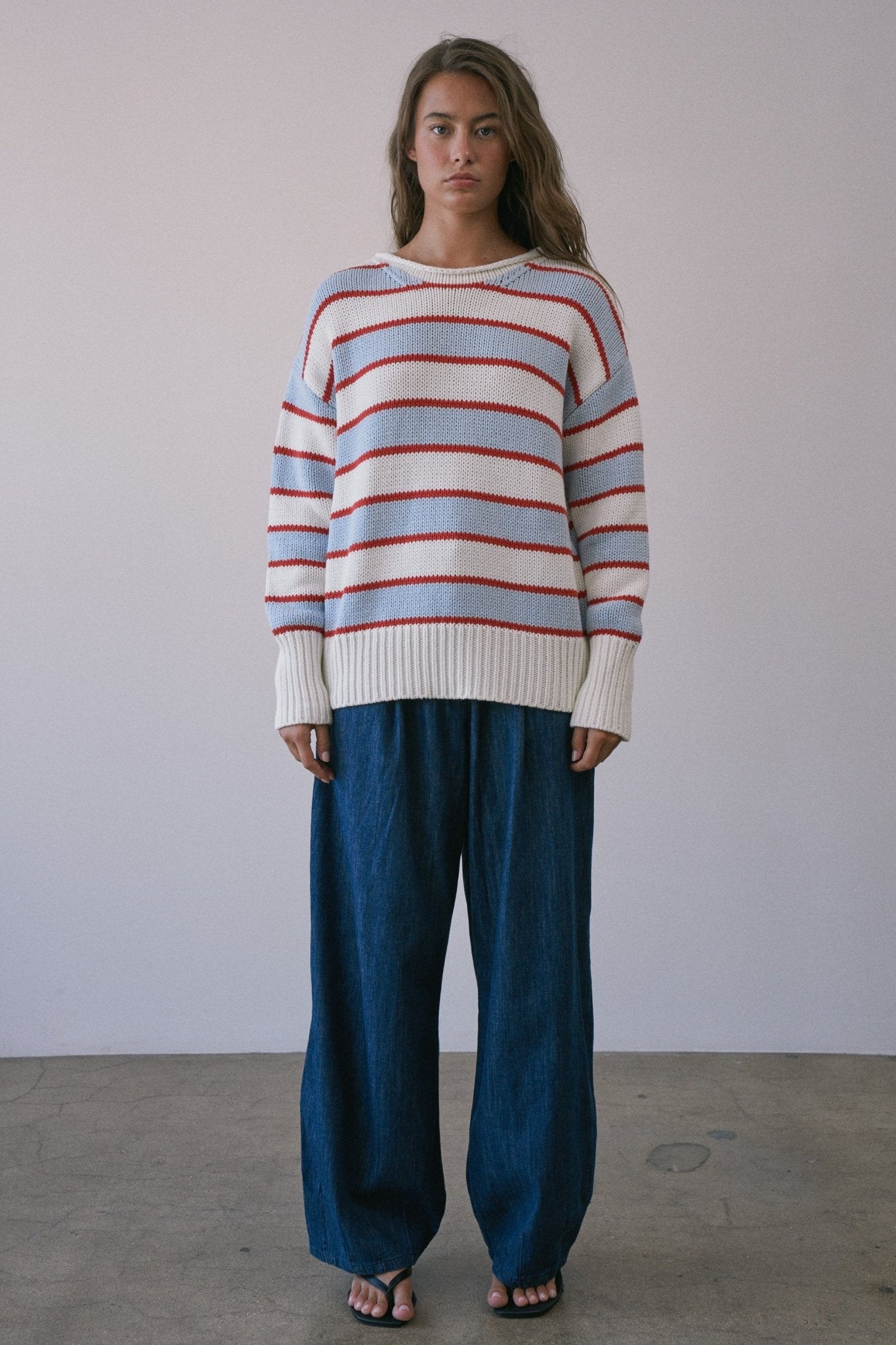High Contrast Striped Roll Neck Sweater - Westly