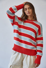 High Contrast Striped Roll Neck Sweater - Westly