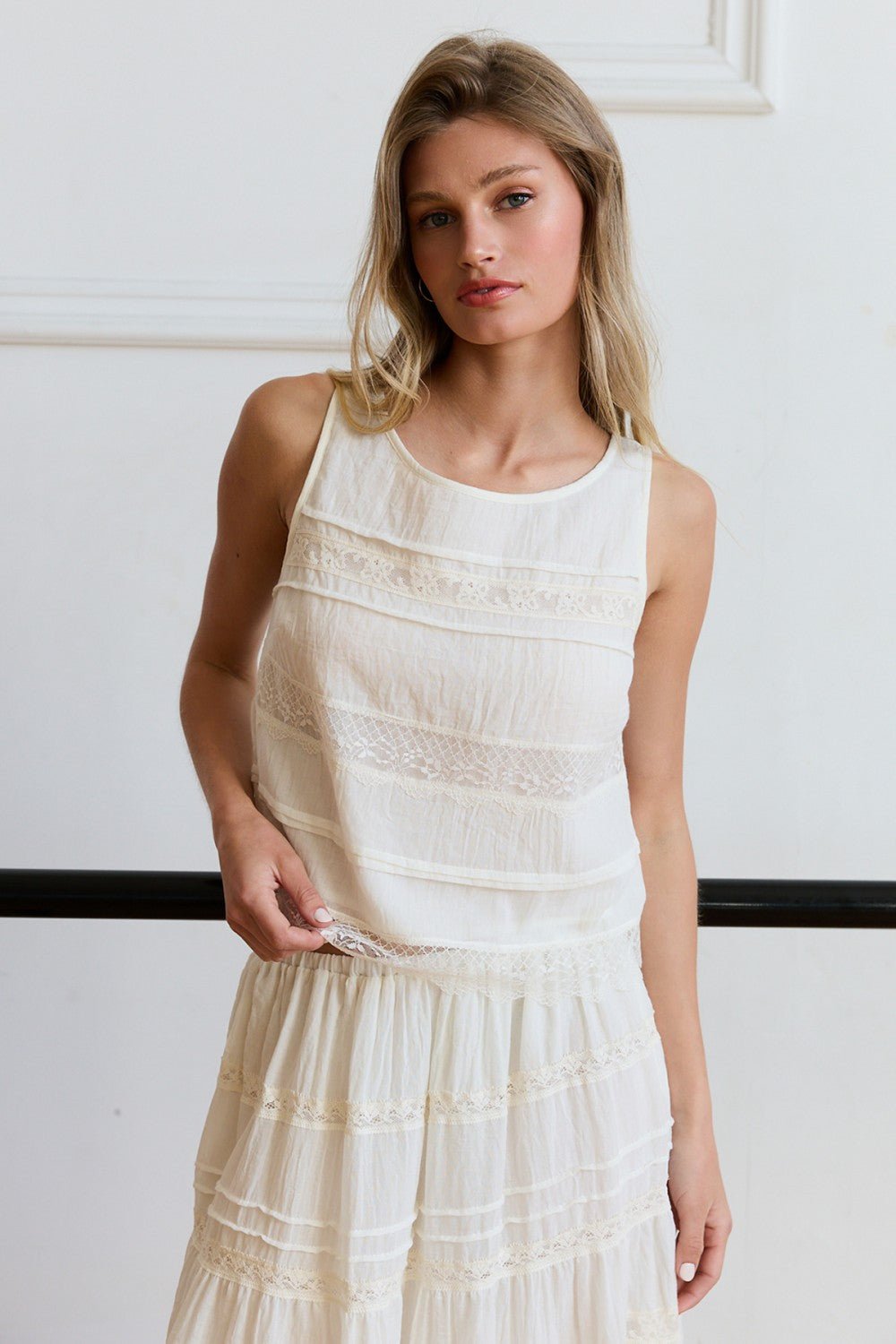High Noon Soft Woven Lace Tank - Westly