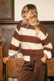 Highbanks Soft Stripe Sweater in Burgundy, photo 1