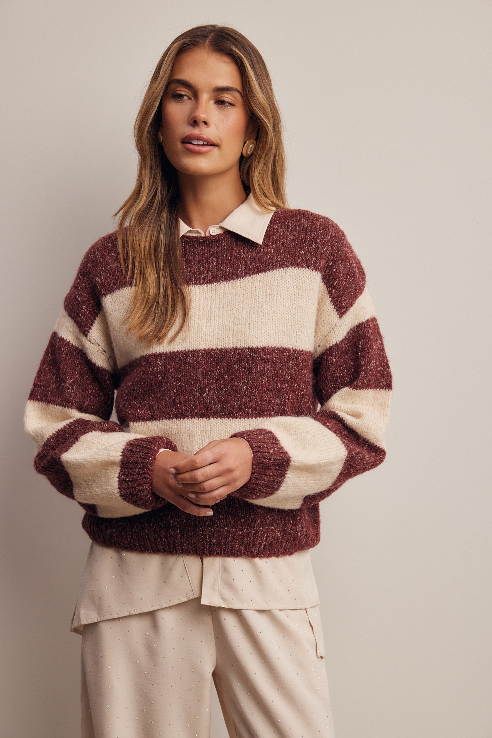 Highbanks Soft Stripe Sweater in Burgundy, photo 7