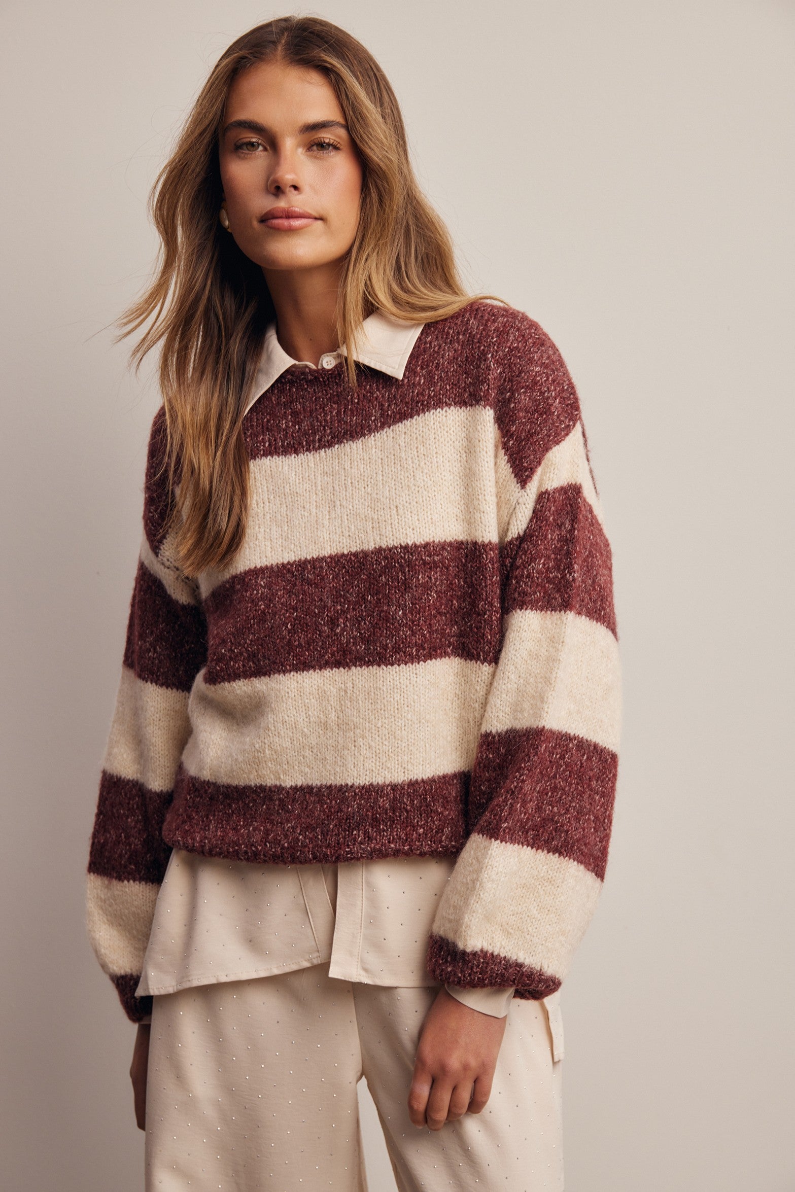Highbanks Soft Stripe Sweater in Burgundy, photo 8