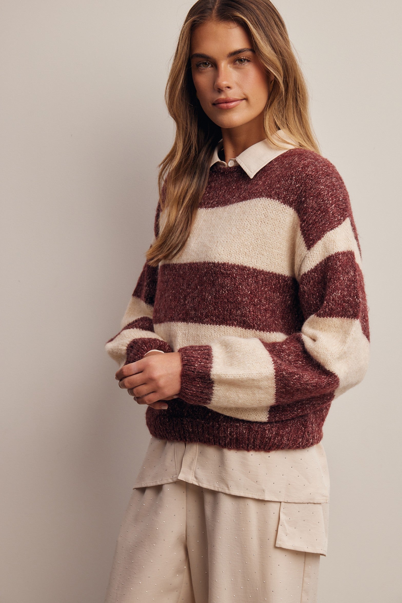Highbanks Soft Stripe Sweater in Burgundy, photo 10