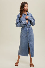 Highland Washed Denim Utility Midi Dress - Westly
