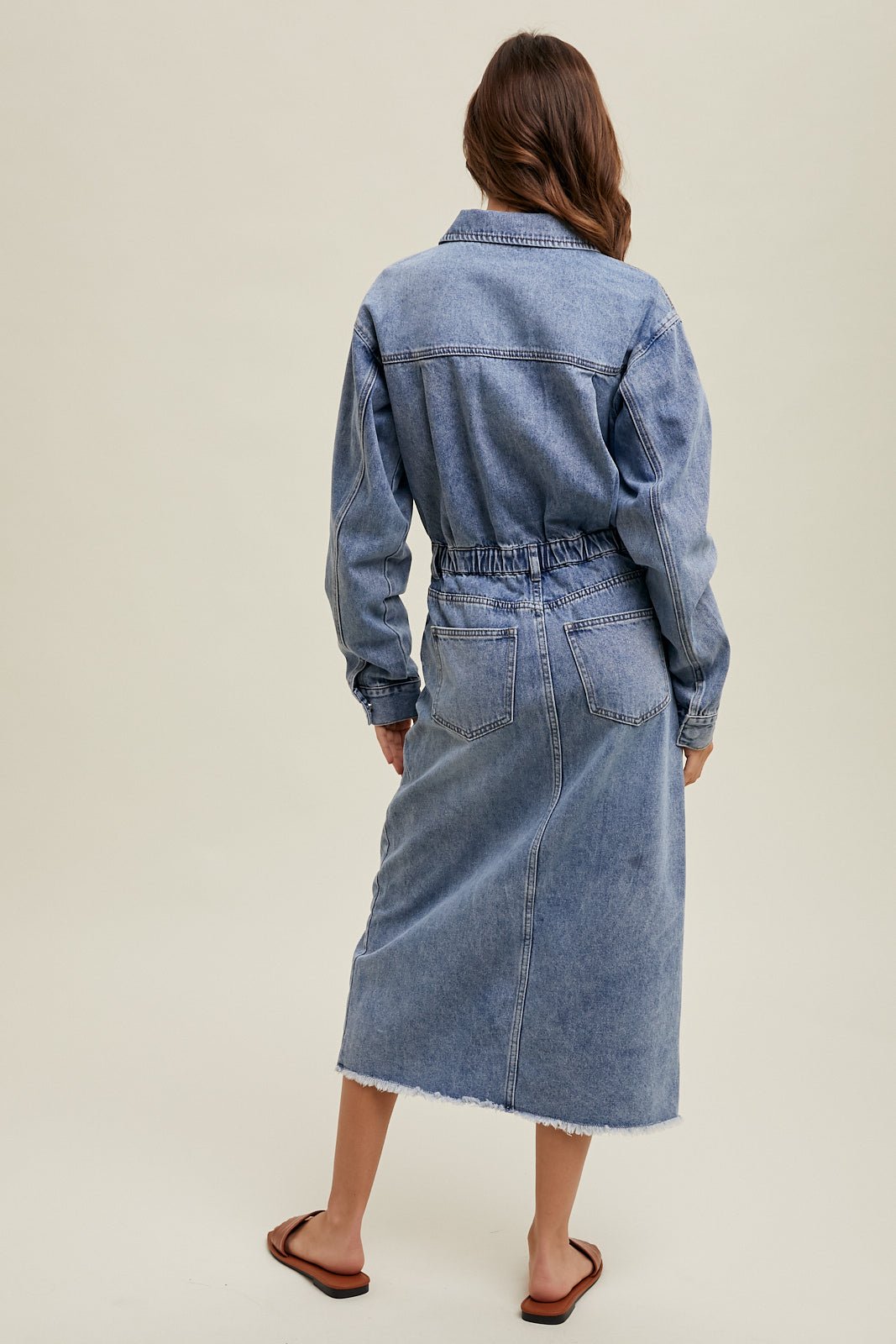 Highland Washed Denim Utility Midi Dress - Westly