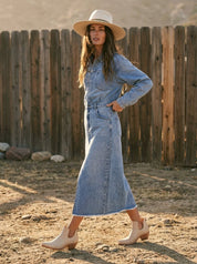 Highland Washed Denim Utility Midi Dress - Westly