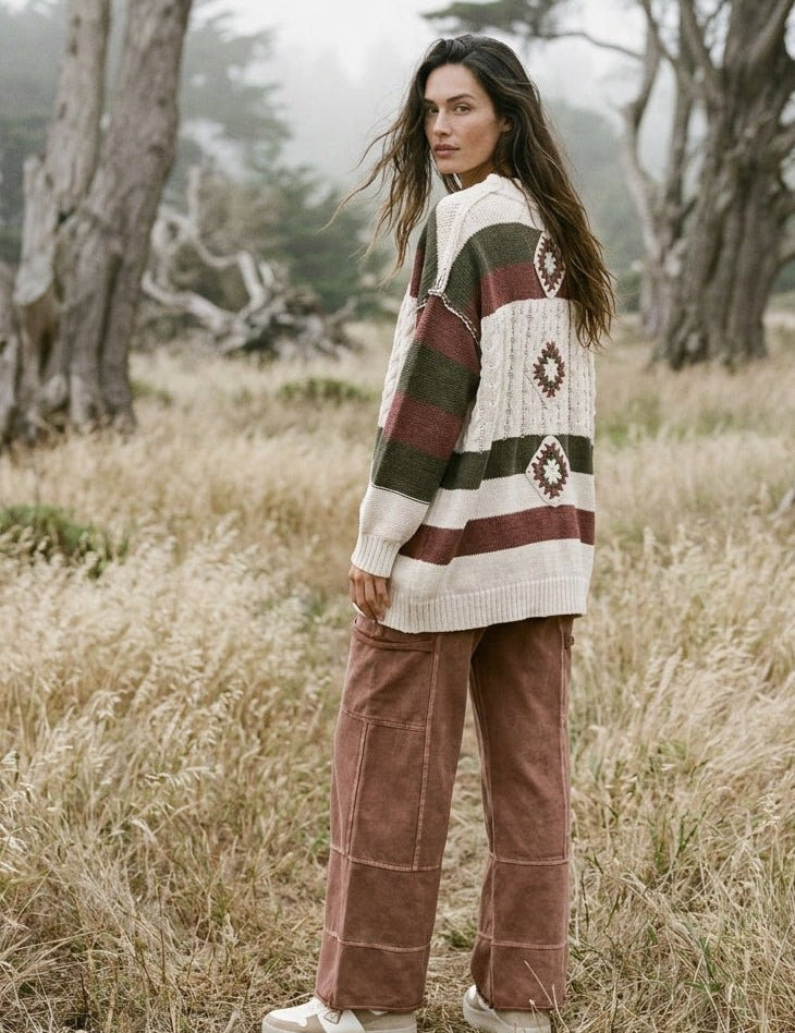 Highlands Colorblock V - Neck Knit Cardigan - Westly
