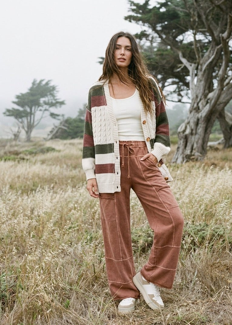 Highlands Colorblock V - Neck Knit Cardigan - Westly