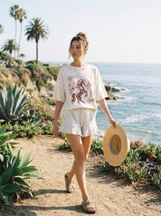 Hold Your Horses Distressed Oversized Graphic Tee - Westly