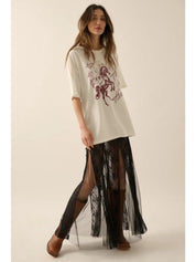 Hold Your Horses Distressed Oversized Graphic Tee - Westly