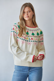 Holiday Chorus Fair Isle Sweater in Cream Red - product photo 1