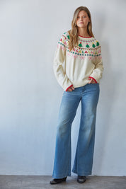 Holiday Chorus Fair Isle Sweater in Cream Red - product photo 2