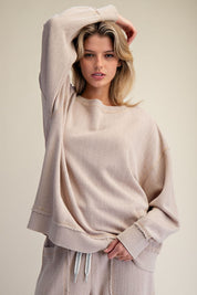 Holly Textured Knit Washed Loose Fit Pullover - Westly