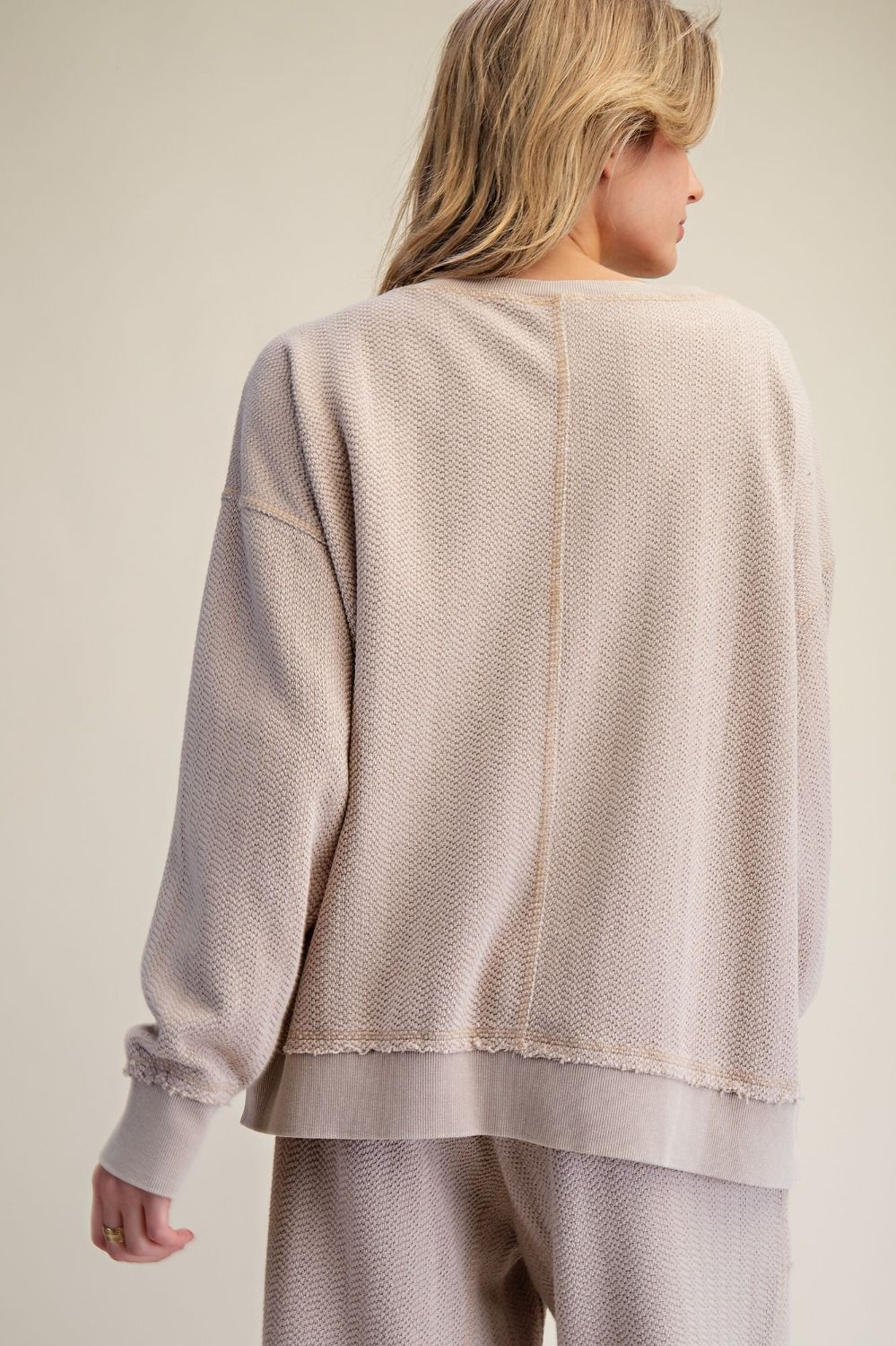 Holly Textured Knit Washed Loose Fit Pullover - Westly