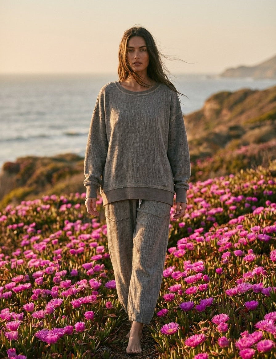 Holly Textured Knit Washed Loose Fit Pullover - Westly