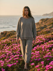 Holly Textured Knit Washed Loose Fit Pullover - Westly