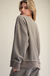 Holly Textured Knit Washed Loose Fit Pullover - Westly