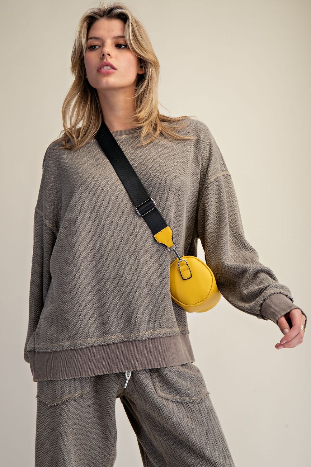 Holly Textured Knit Washed Loose Fit Pullover - Westly