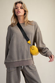 Holly Textured Knit Washed Loose Fit Pullover - Westly