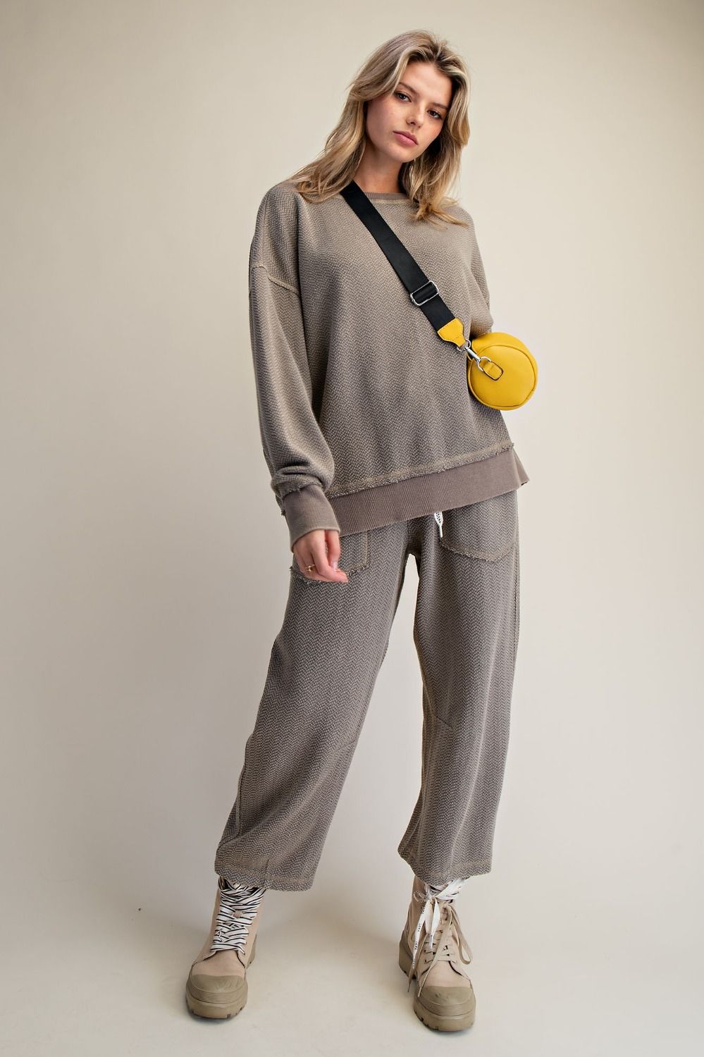 Holly Textured Knit Washed Loose Fit Pullover - Westly