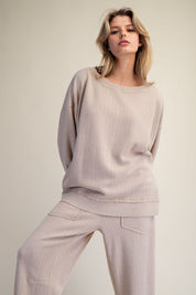 Holly Textured Knit Washed Loose Fit Pullover - Westly